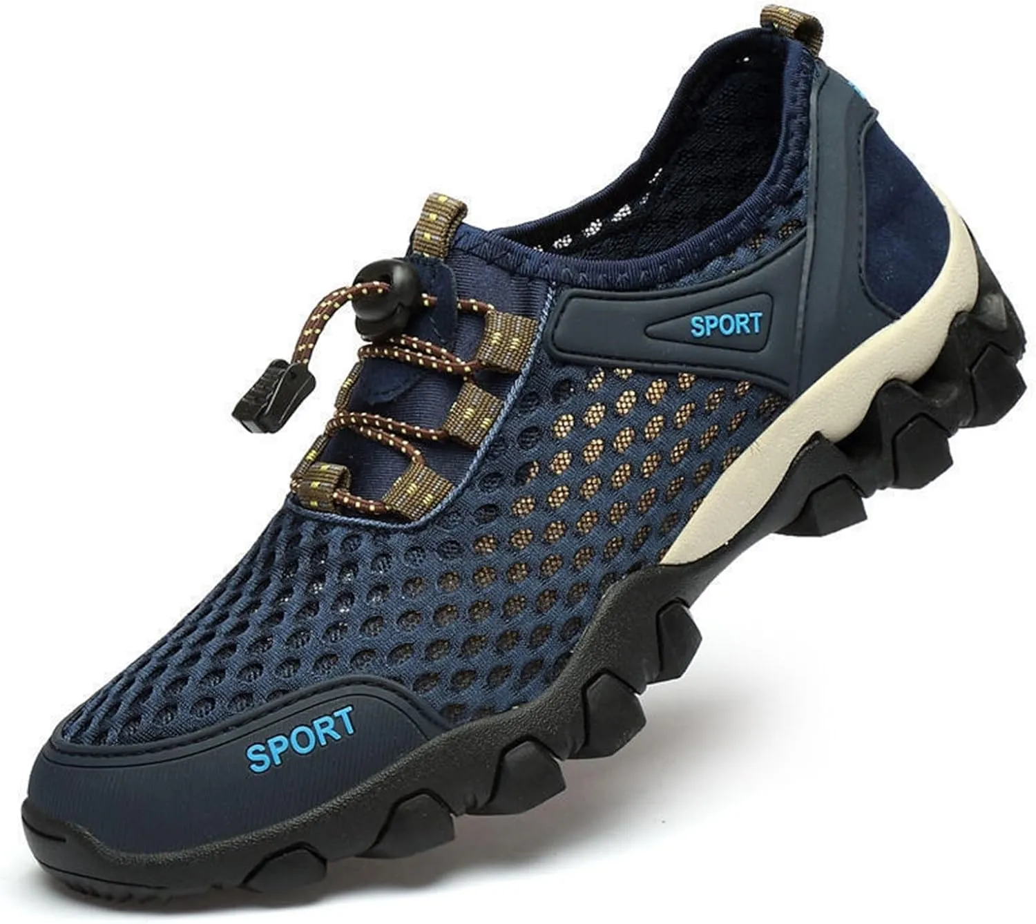Men's Wading Summer Beach Shoes Skeleton Mesh Breathable Casual Fashion Simple Skateboard Shoes for Autumn