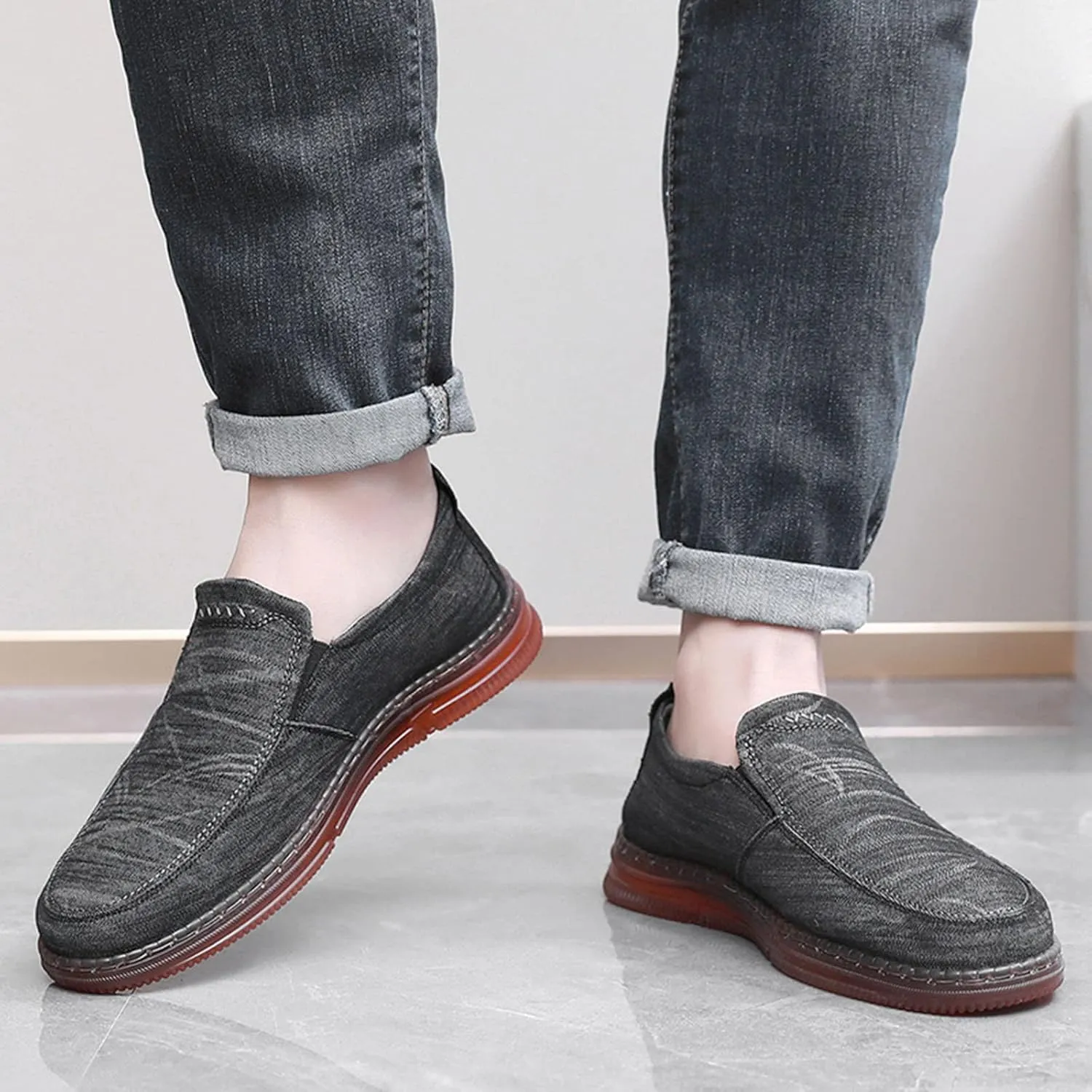 Men's Walking Shoes Casual Fashion Simple Running Traveling Breathable Slip On Loafers