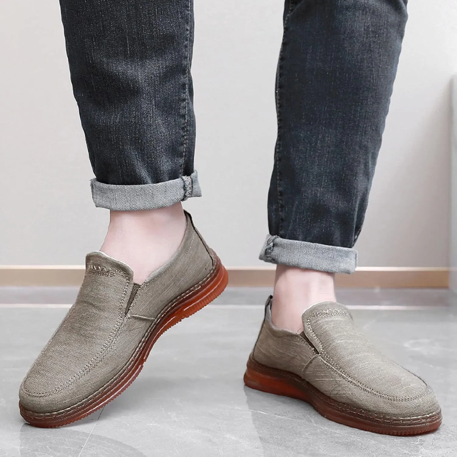 Men's Walking Shoes Casual Fashion Simple Running Traveling Breathable Slip On Loafers
