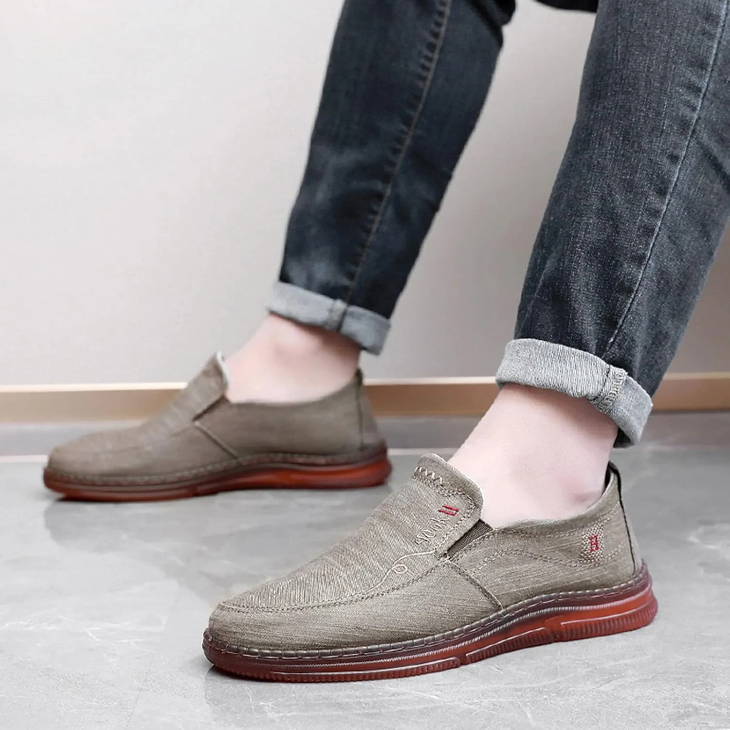 Men's Walking Shoes Casual Fashion Simple Running Traveling Breathable Slip On Loafers