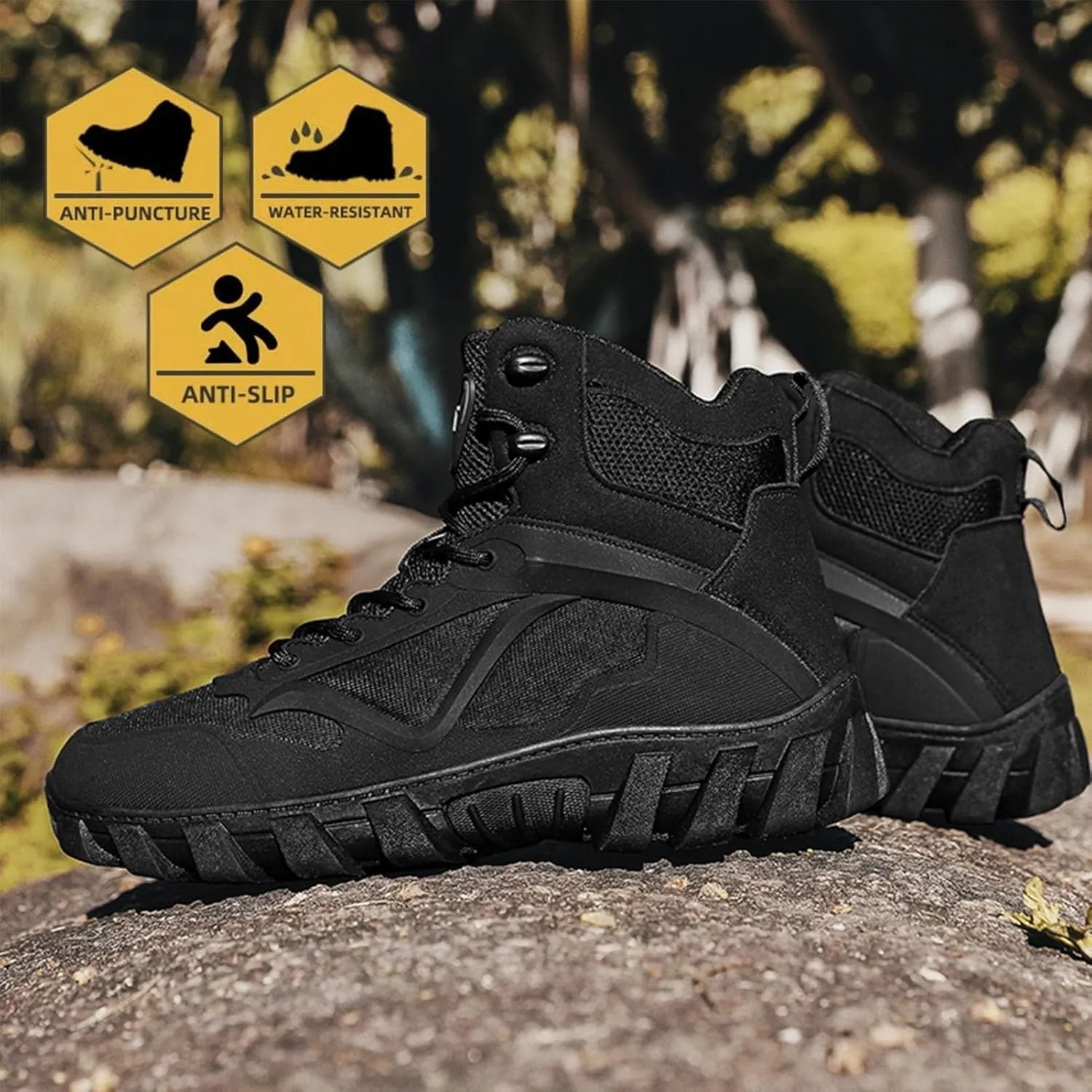 Military Tactical Combat Boots, Waterproof, Breathable, Shock-Absorbing, Non-Slip for Work, Hiking & Duty