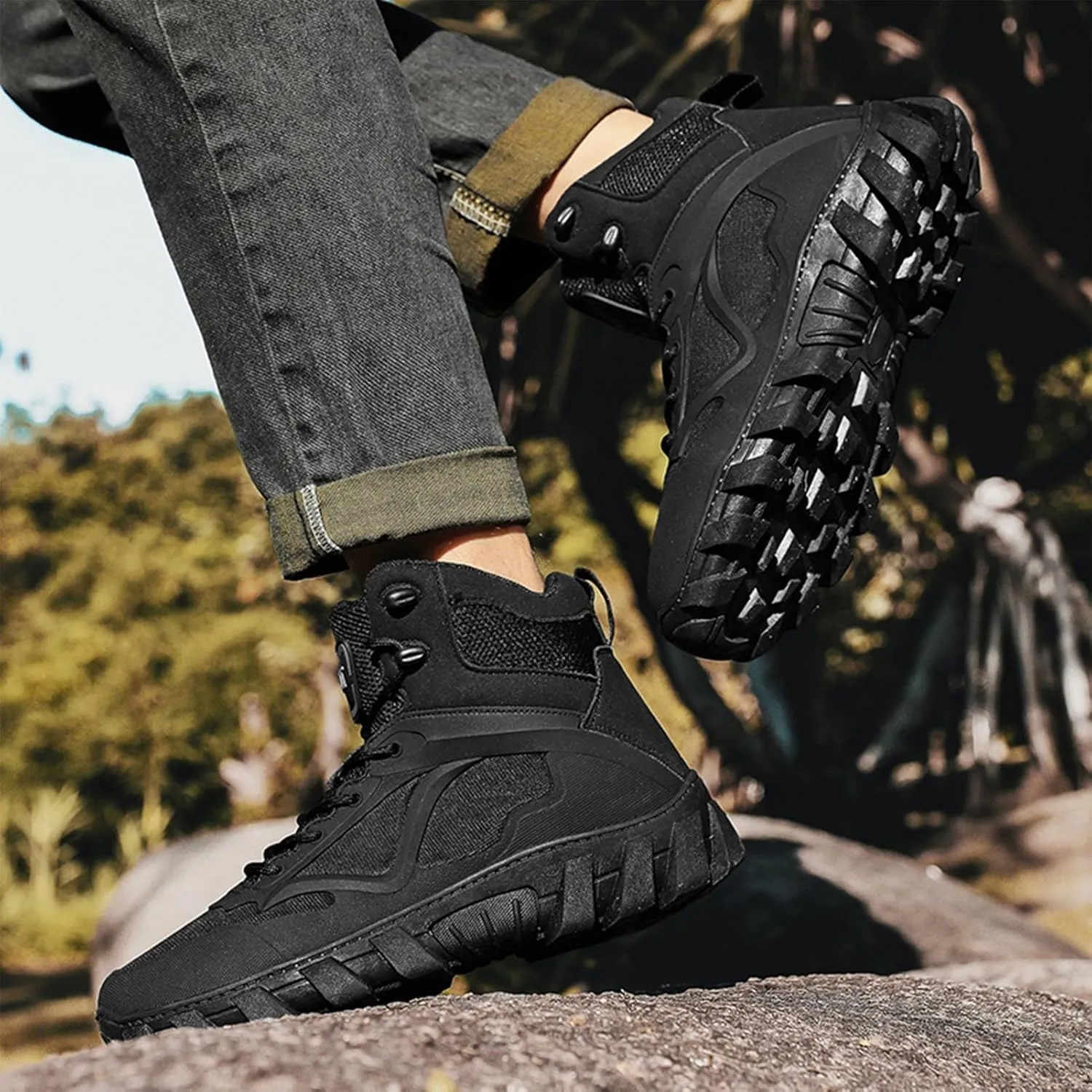Military Tactical Combat Boots, Waterproof, Breathable, Shock-Absorbing, Non-Slip for Work, Hiking & Duty