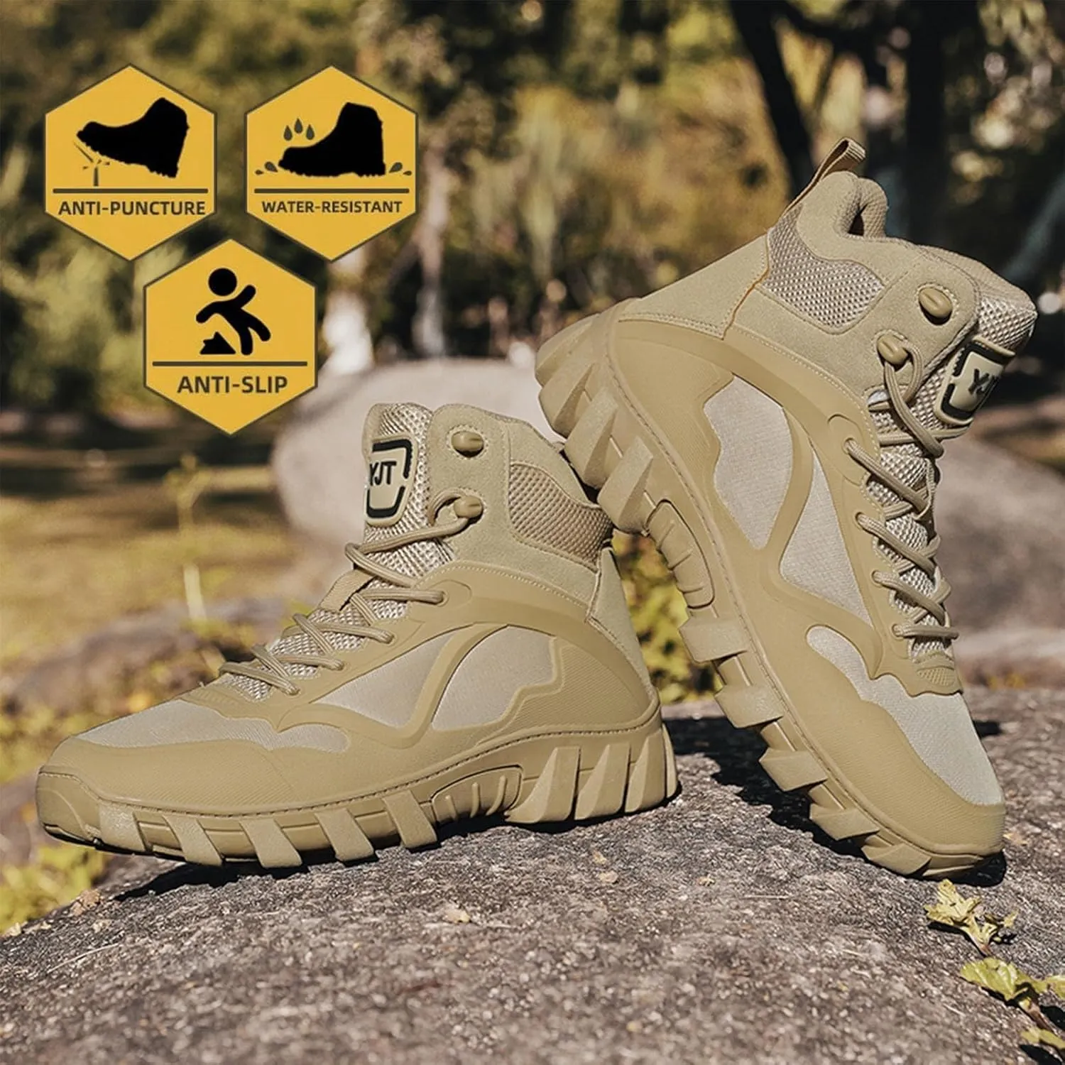 Military Tactical Combat Boots, Waterproof, Breathable, Shock-Absorbing, Non-Slip for Work, Hiking & Duty