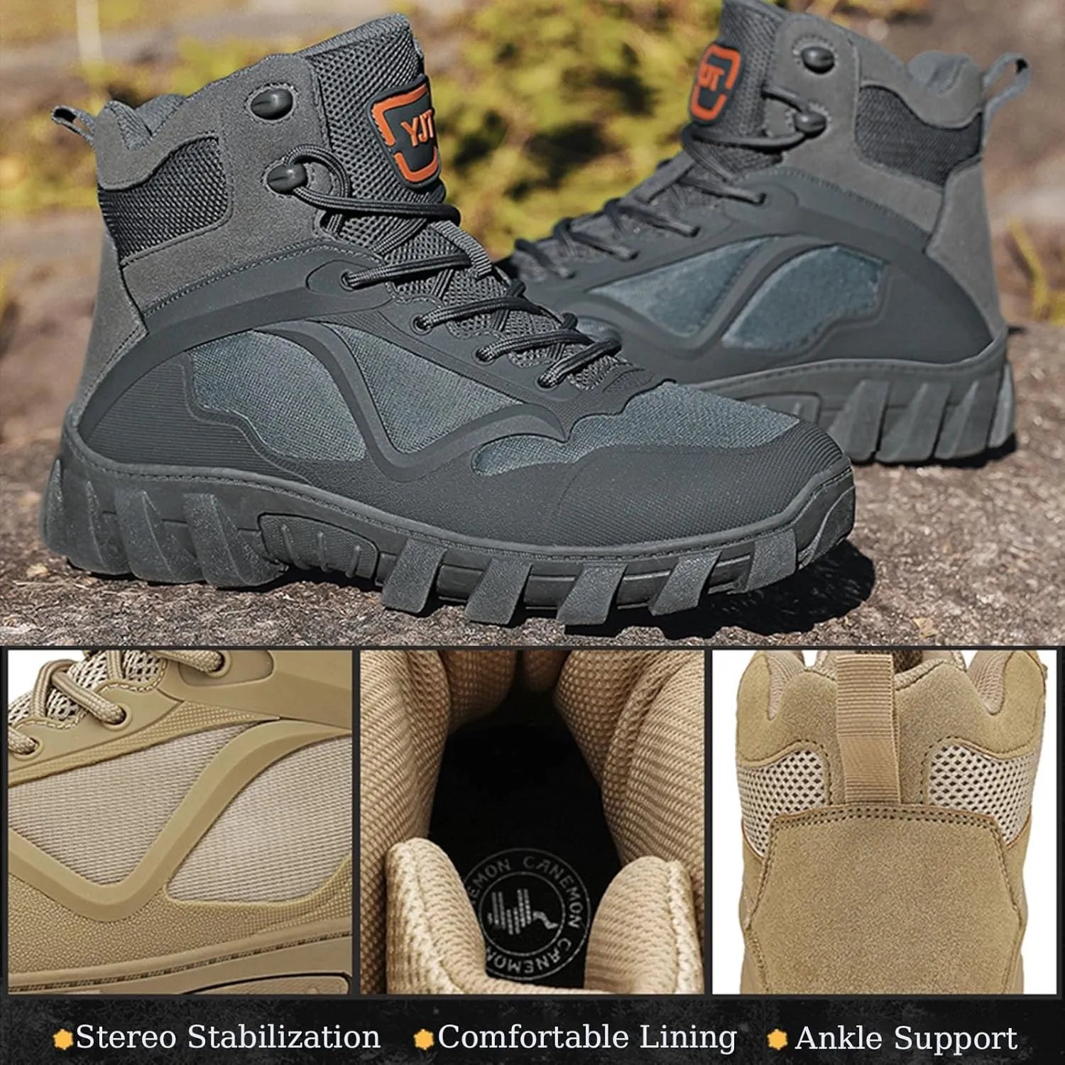 Military Tactical Combat Boots, Waterproof, Breathable, Shock-Absorbing, Non-Slip for Work, Hiking & Duty