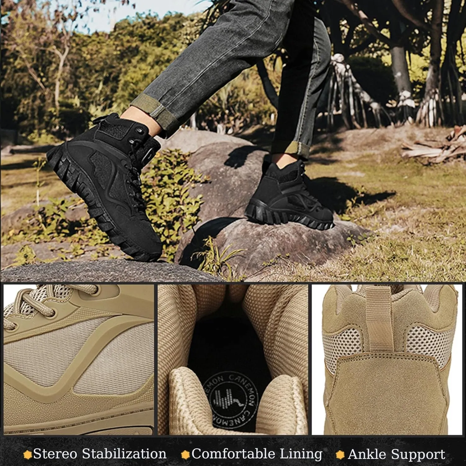 Military Tactical Combat Boots, Waterproof, Breathable, Shock-Absorbing, Non-Slip for Work, Hiking & Duty