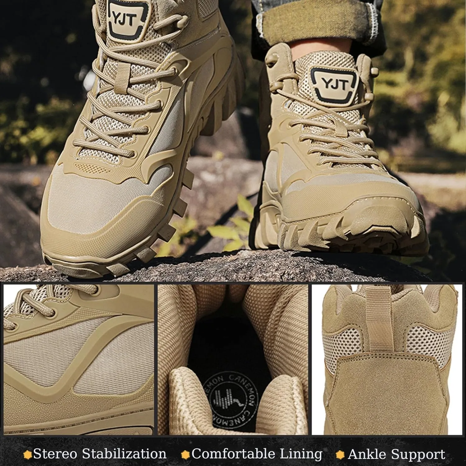 Military Tactical Combat Boots, Waterproof, Breathable, Shock-Absorbing, Non-Slip for Work, Hiking & Duty