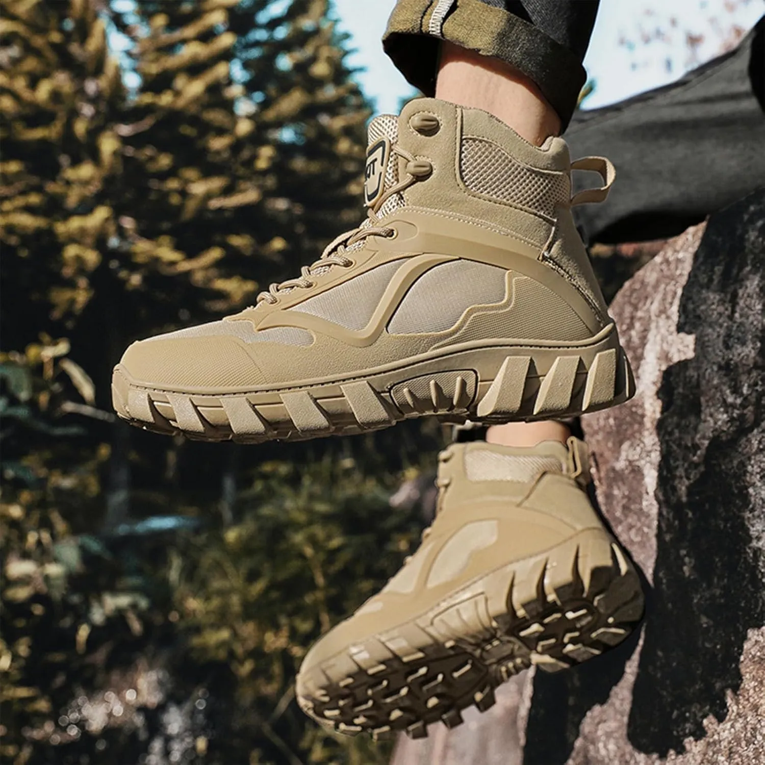 Military Tactical Combat Boots, Waterproof, Breathable, Shock-Absorbing, Non-Slip for Work, Hiking & Duty