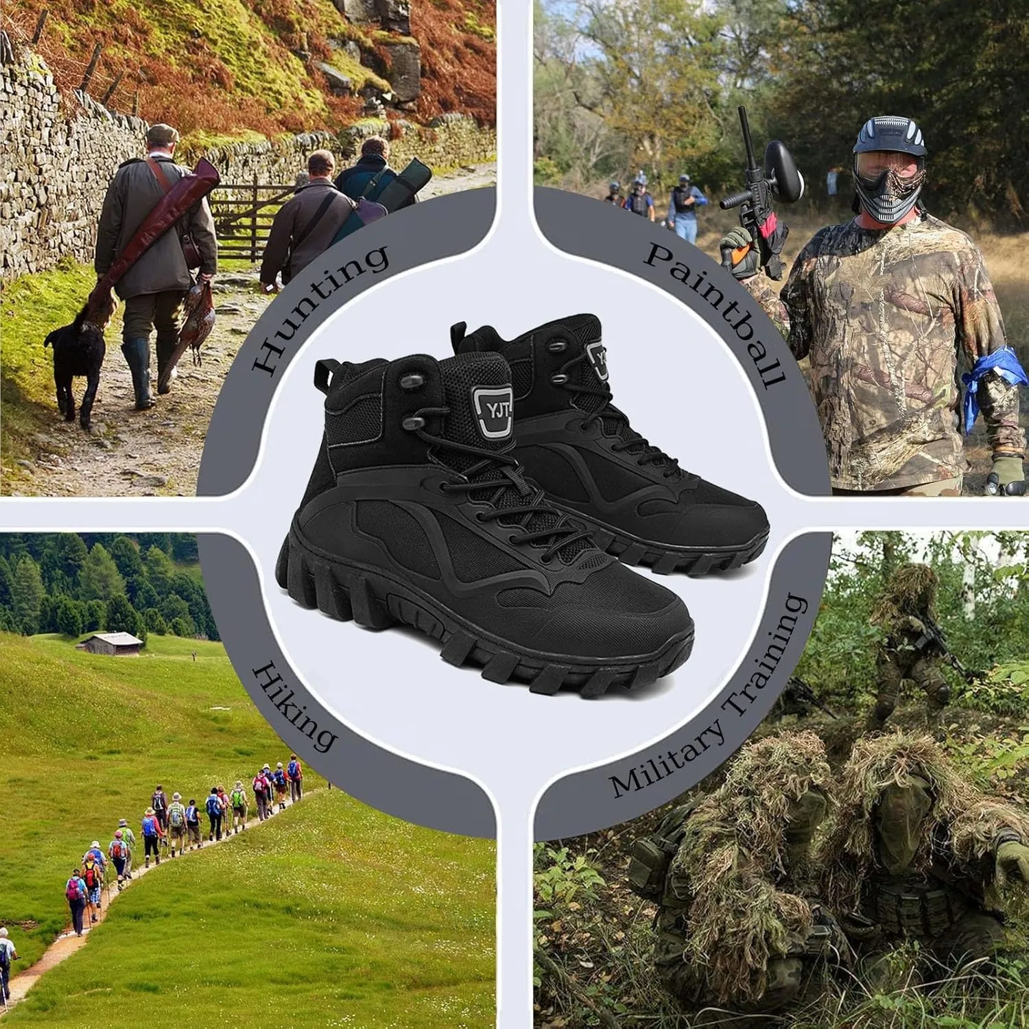 Military Tactical Combat Boots, Waterproof, Breathable, Shock-Absorbing, Non-Slip for Work, Hiking & Duty