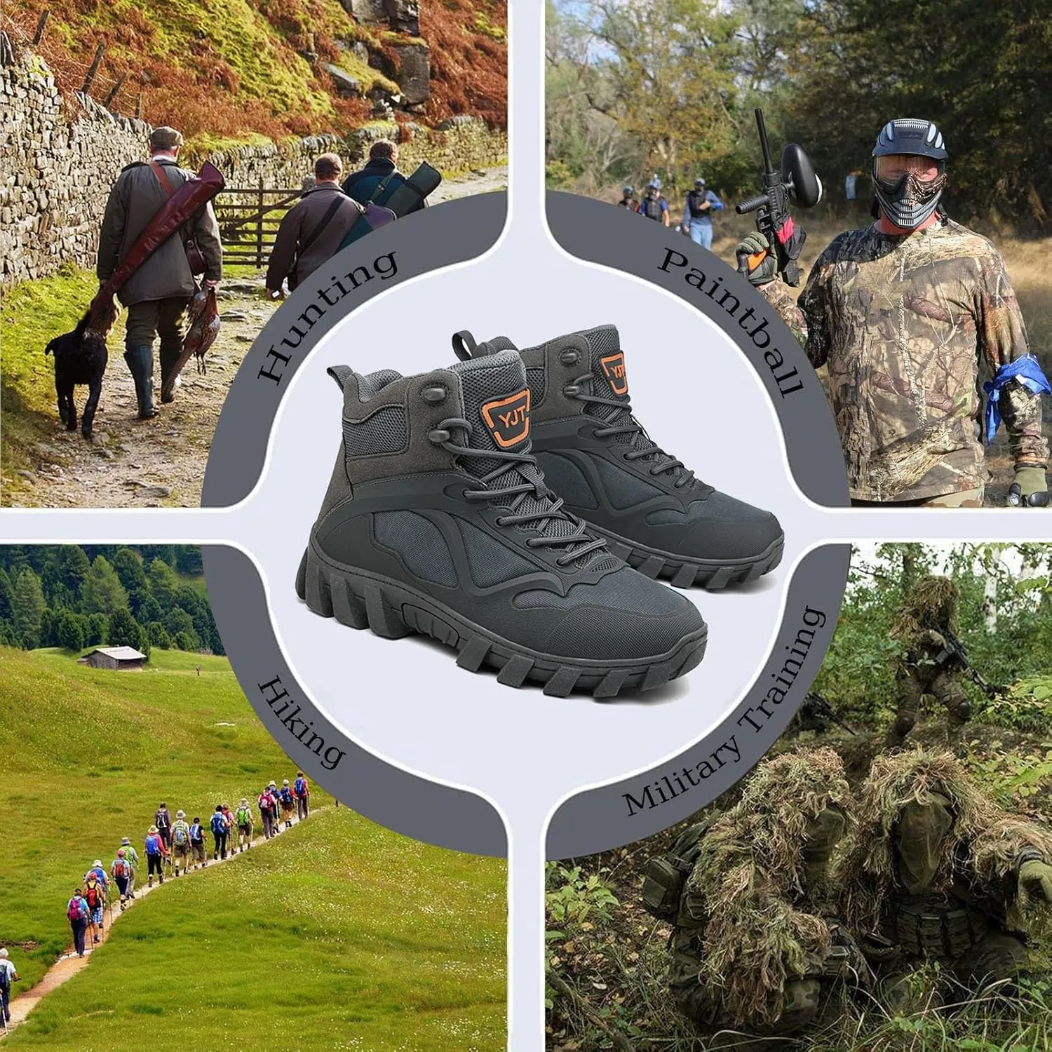 Military Tactical Combat Boots, Waterproof, Breathable, Shock-Absorbing, Non-Slip for Work, Hiking & Duty