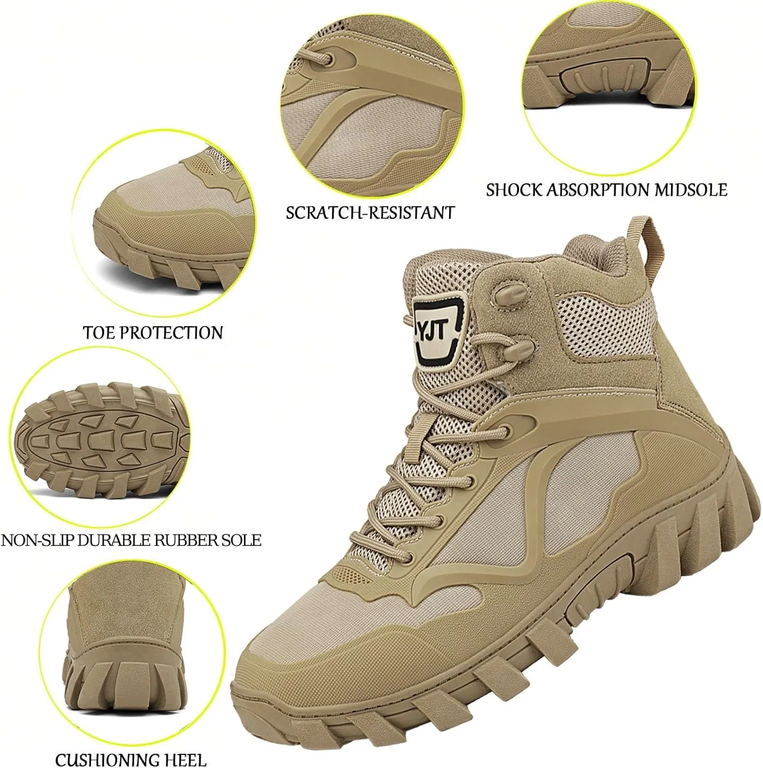 Military Tactical Combat Boots, Waterproof, Breathable, Shock-Absorbing, Non-Slip for Work, Hiking & Duty