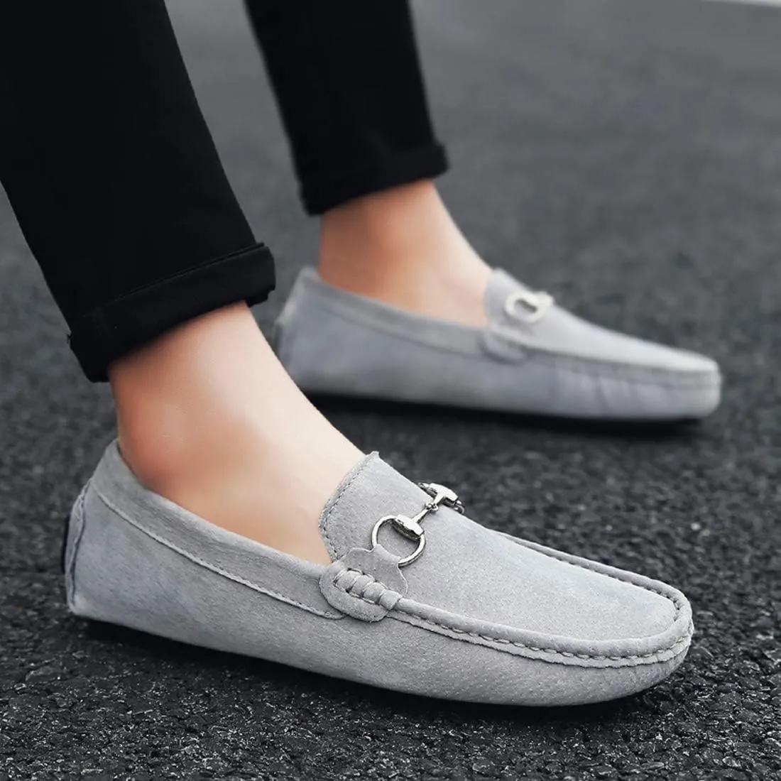 Minishion Suede Loafers Mens Shoes Casual Dress Shoes 2090#