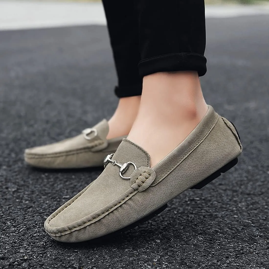 Minishion Suede Loafers Mens Shoes Casual Dress Shoes 2090#