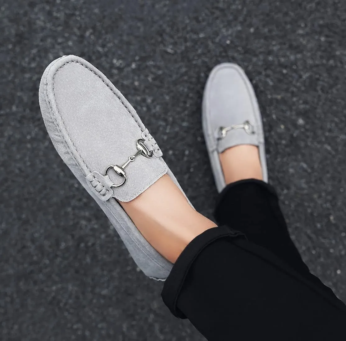 Minishion Suede Loafers Mens Shoes Casual Dress Shoes 2090#