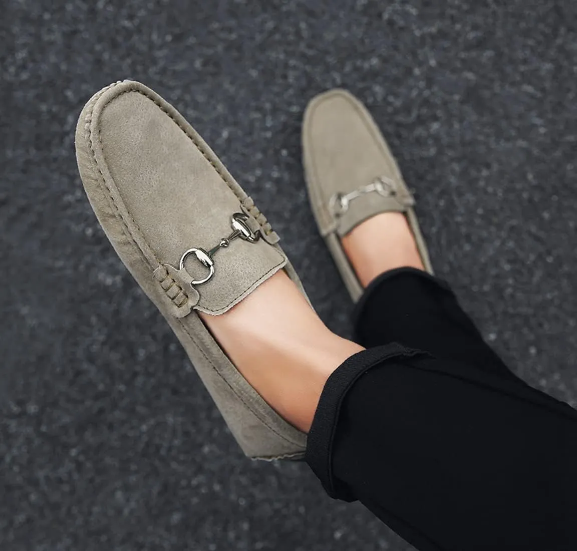 Minishion Suede Loafers Mens Shoes Casual Dress Shoes 2090#