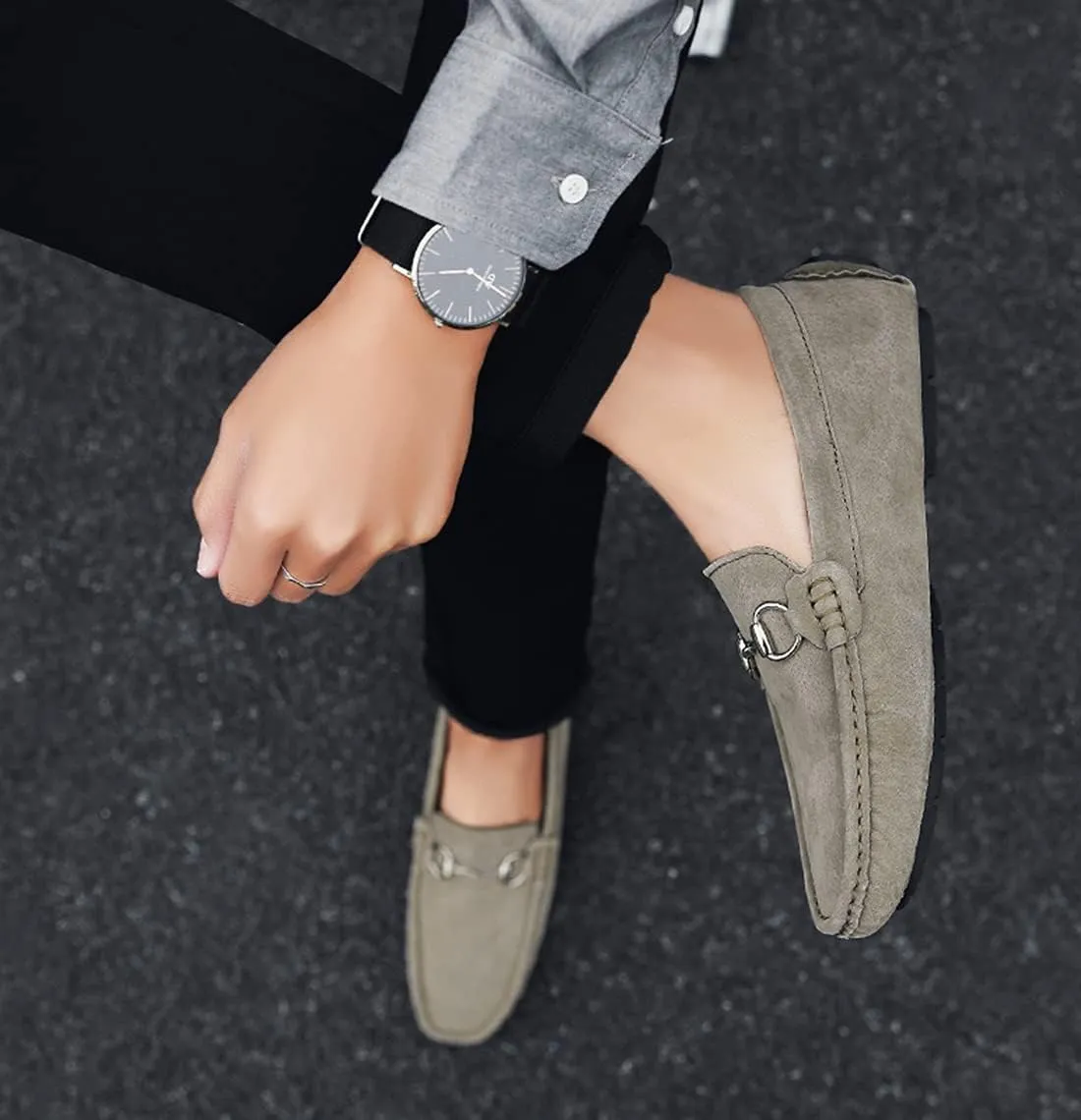 Minishion Suede Loafers Mens Shoes Casual Dress Shoes 2090#