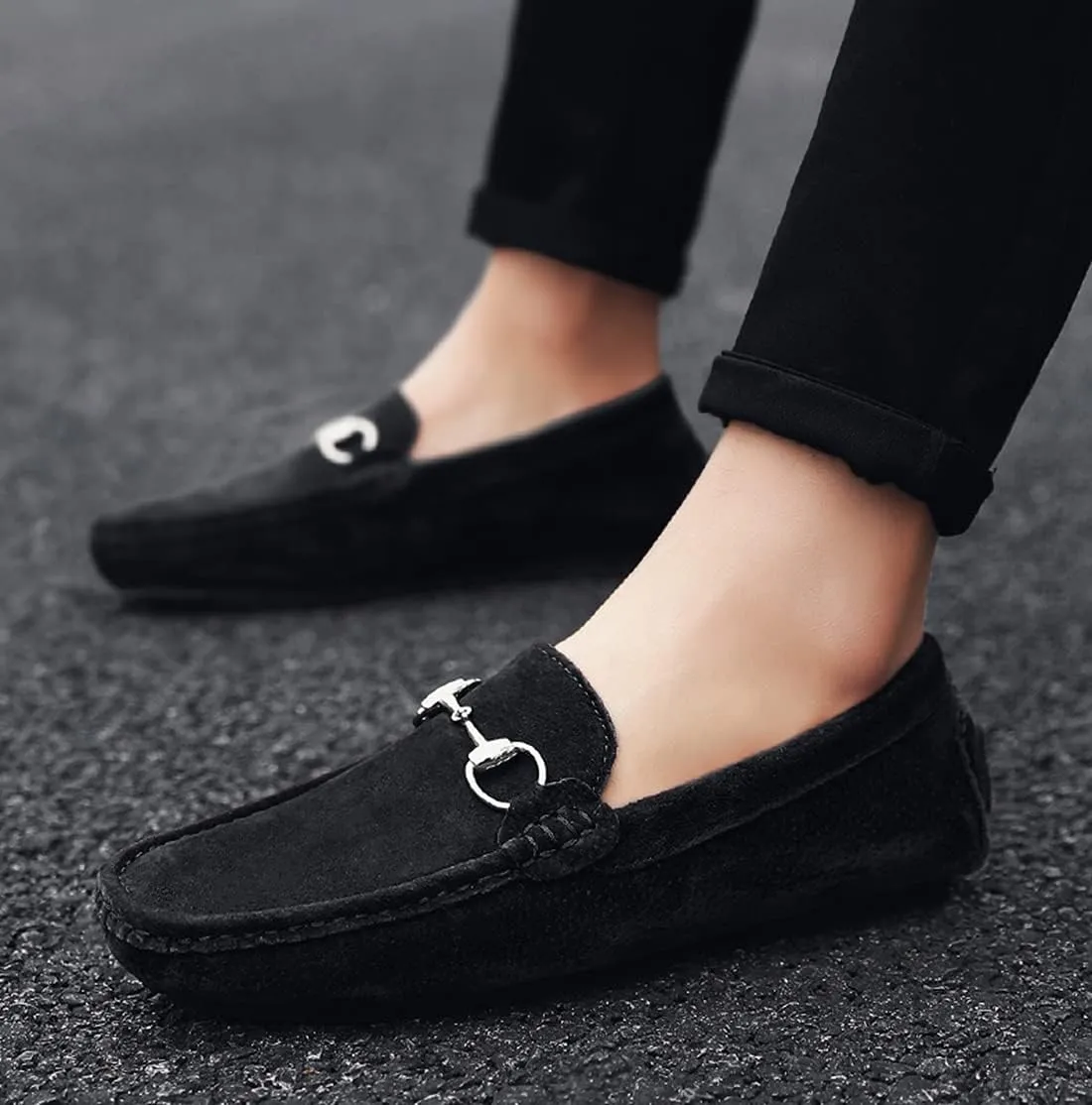 Minishion Suede Loafers Mens Shoes Casual Dress Shoes 2090#