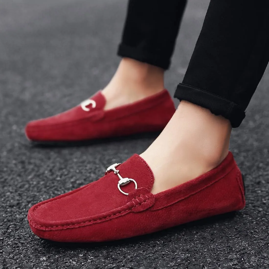 Minishion Suede Loafers Mens Shoes Casual Dress Shoes 2090#