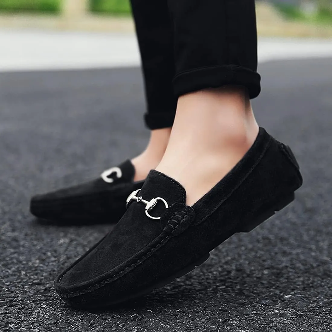Minishion Suede Loafers Mens Shoes Casual Dress Shoes 2090#