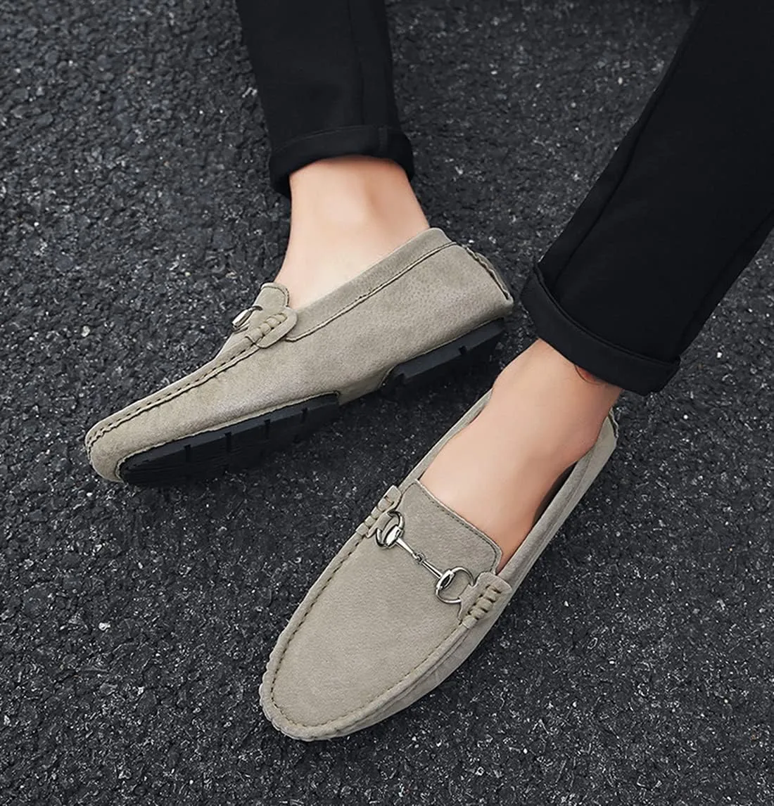 Minishion Suede Loafers Mens Shoes Casual Dress Shoes 2090#