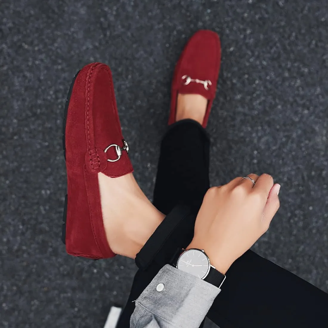 Minishion Suede Loafers Mens Shoes Casual Dress Shoes 2090#