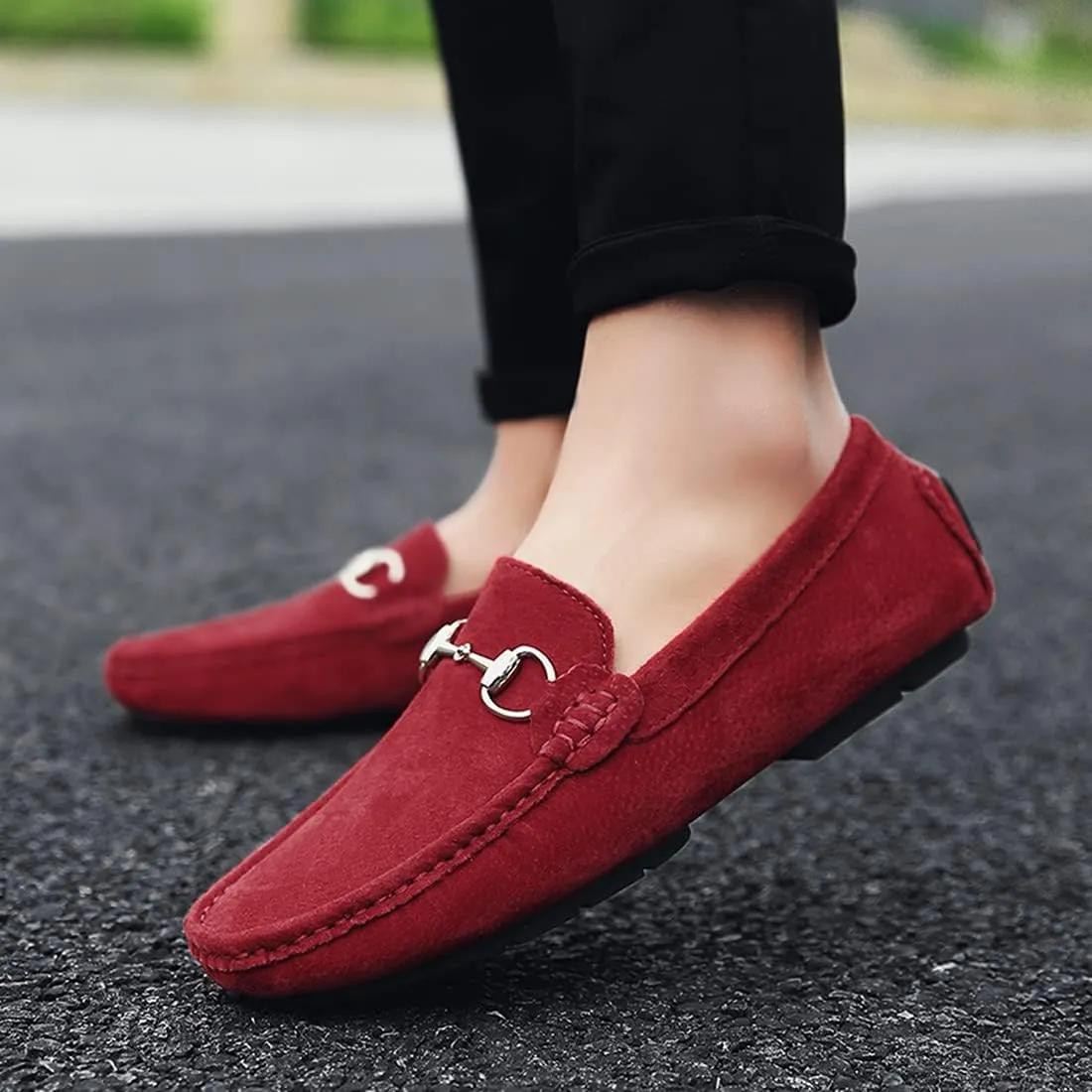 Minishion Suede Loafers Mens Shoes Casual Dress Shoes 2090#