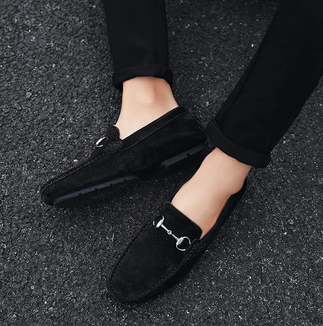 Minishion Suede Loafers Mens Shoes Casual Dress Shoes 2090#