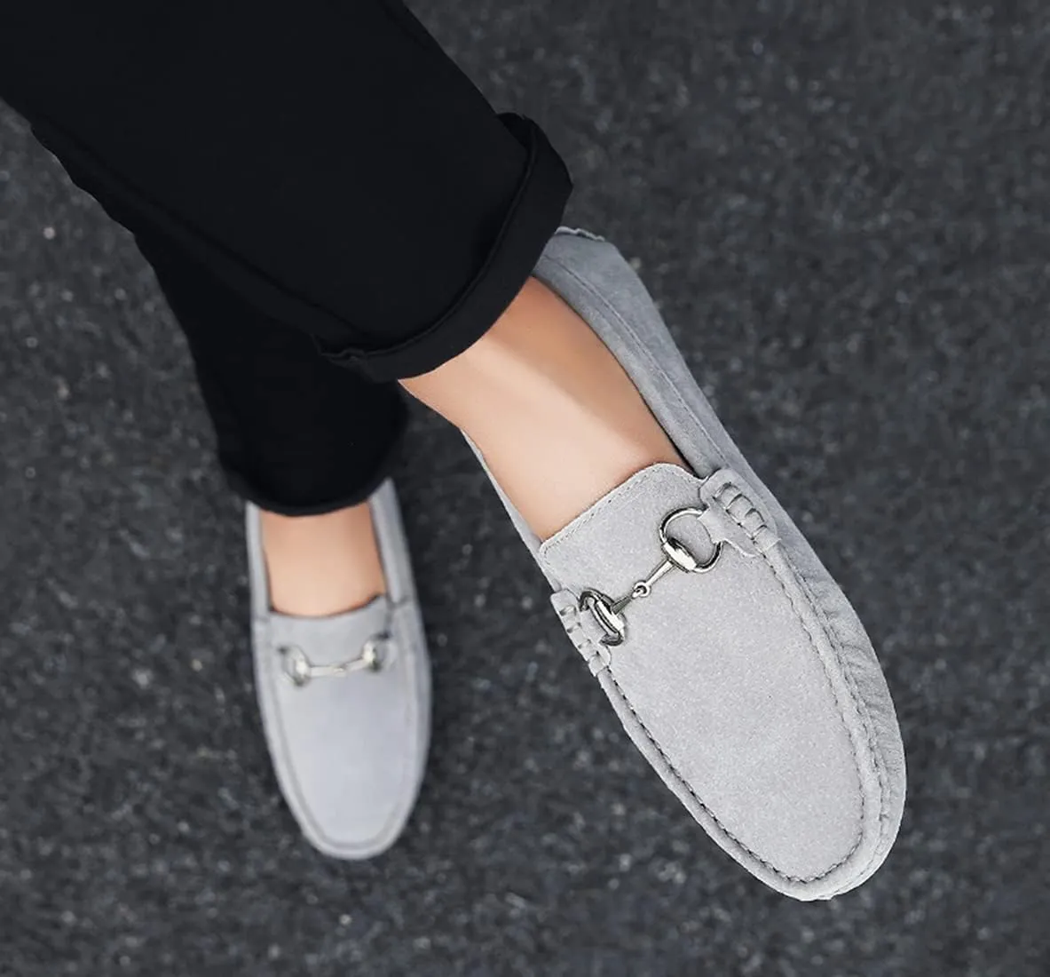 Minishion Suede Loafers Mens Shoes Casual Dress Shoes 2090#