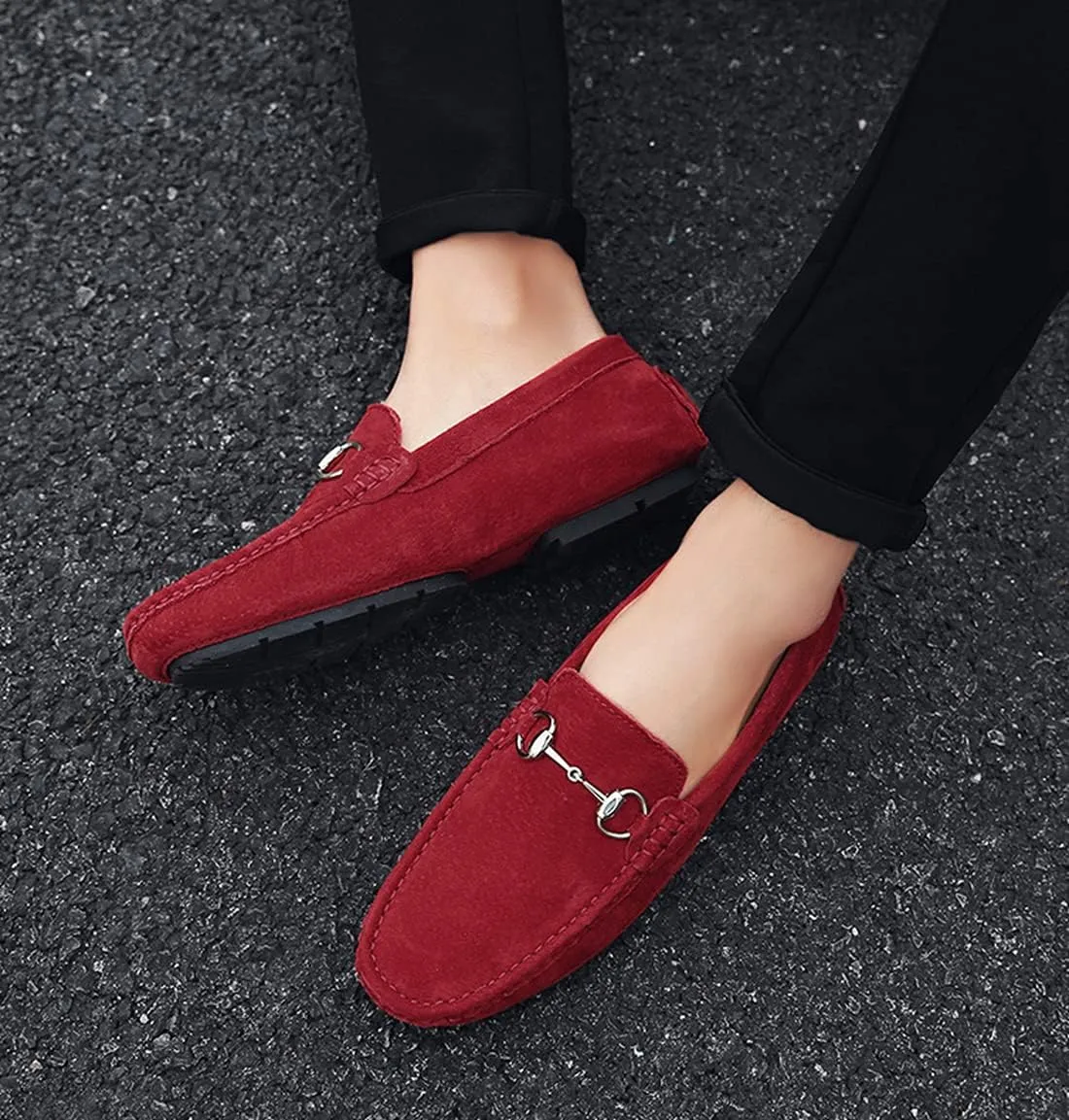 Minishion Suede Loafers Mens Shoes Casual Dress Shoes 2090#