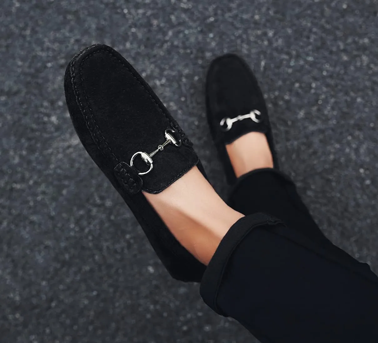 Minishion Suede Loafers Mens Shoes Casual Dress Shoes 2090#