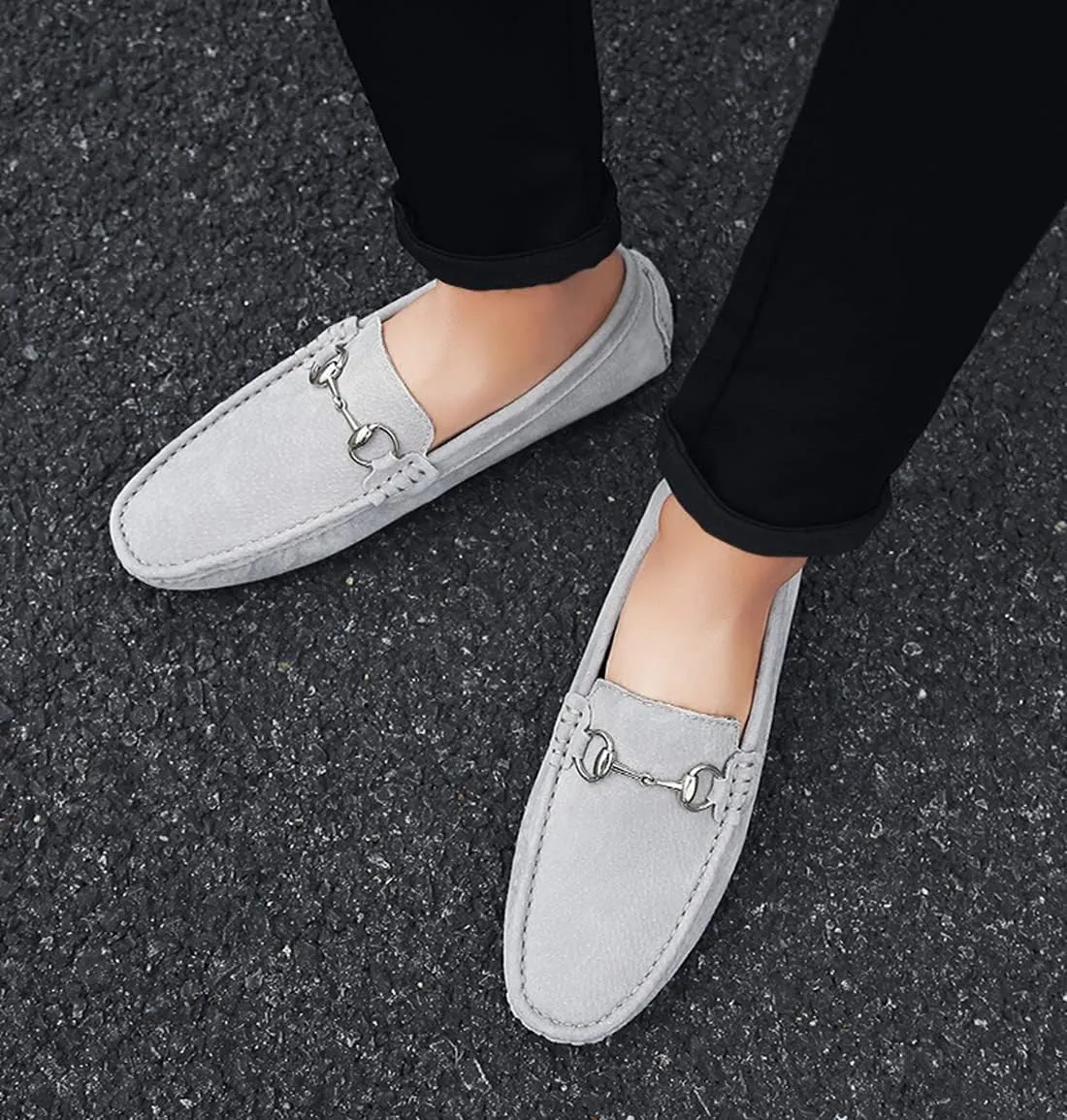 Minishion Suede Loafers Mens Shoes Casual Dress Shoes 2090#