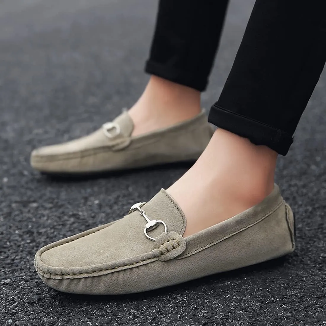 Minishion Suede Loafers Mens Shoes Casual Dress Shoes 2090#