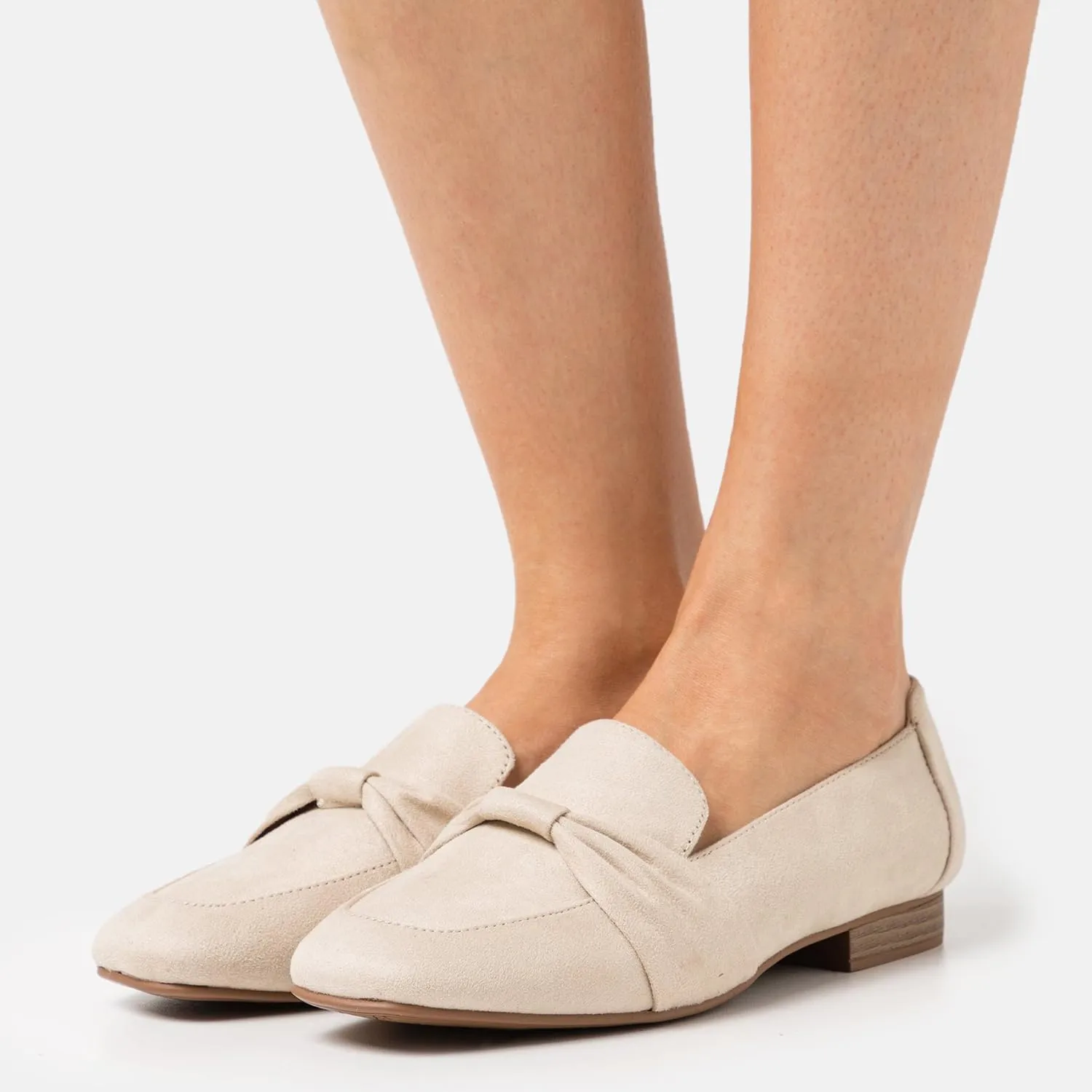 MOOMMO Women Flat Heel Square Toe Loafers Bow Suede Slip On Loafer Shoes Comfortable 1 inch Low Chunky Heel Dress Shoes Bow-Knot Casual Office Ladies Driver Loafer Flats Walking 4-11 M US