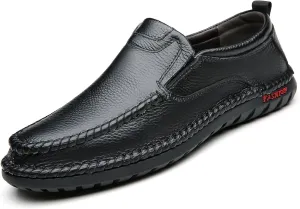 Optigard Men's Slip On Hollow Breathable Soft Leather Loafers,Casual Lightweight Walking Boat Shoes Comfort Flat Driving Shoes Moccasins Sandals