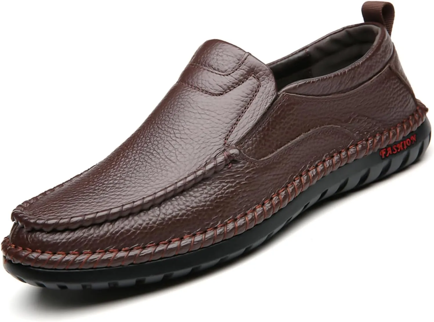 Optigard Men's Slip On Hollow Breathable Soft Leather Loafers,Casual Lightweight Walking Boat Shoes Comfort Flat Driving Shoes Moccasins Sandals