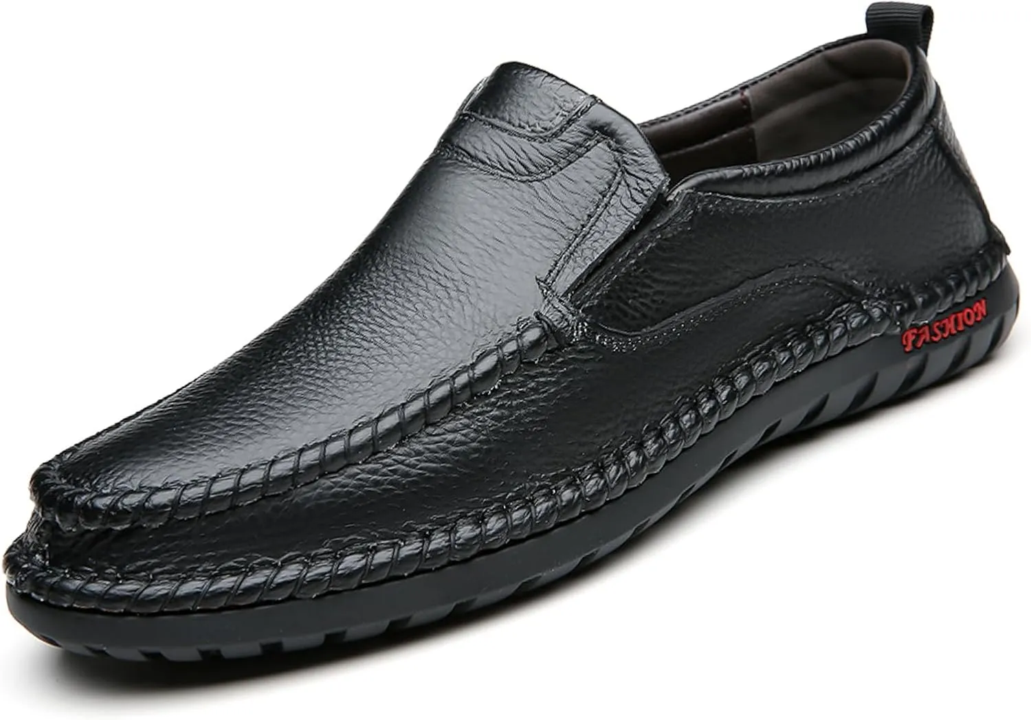 Optigard Men's Slip On Hollow Breathable Soft Leather Loafers,Casual Lightweight Walking Boat Shoes Comfort Flat Driving Shoes Moccasins Sandals