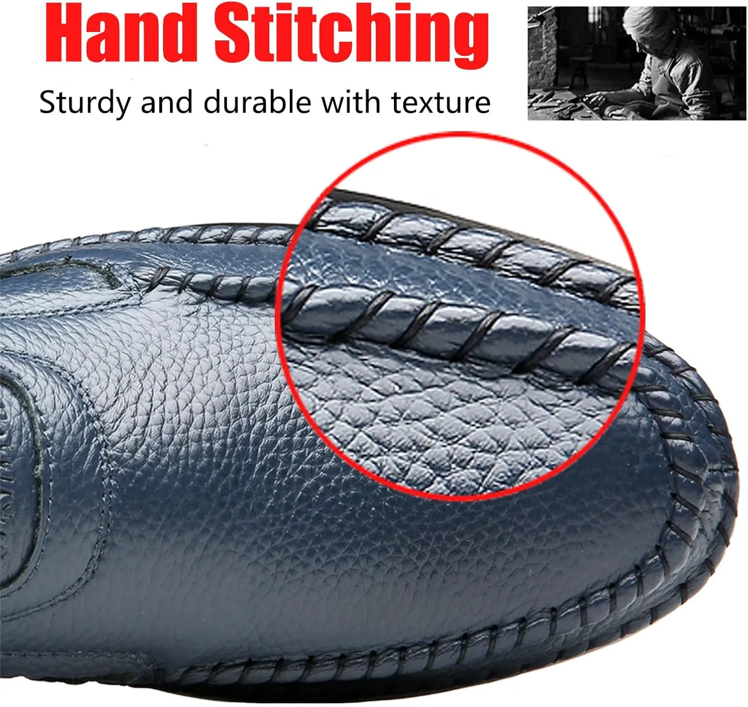Optigard Men's Slip On Hollow Breathable Soft Leather Loafers,Casual Lightweight Walking Boat Shoes Comfort Flat Driving Shoes Moccasins Sandals