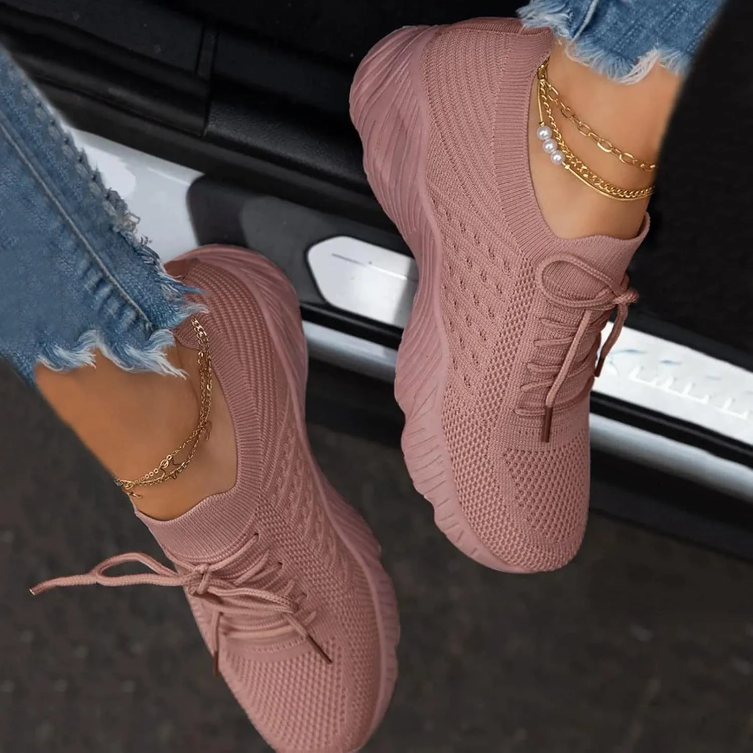 Platform Sneakers for Women 6 Wide Womens Non Slip Black Work Shoes Wide Width Low Heel Slip On Shoes for Women Womens Black Sneakers Size 10 Wide Pull On Sneakers Womens Platform
