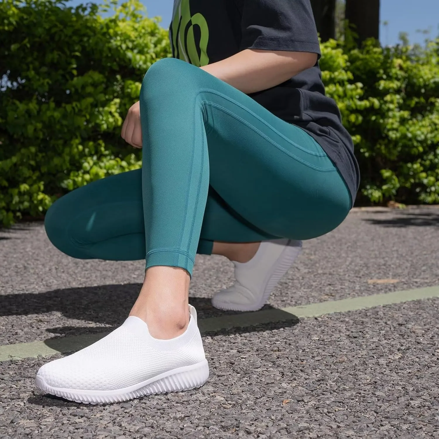 poemlady Slip On Walking Tennis Shoes Casual Running Workout Sneakers Wide