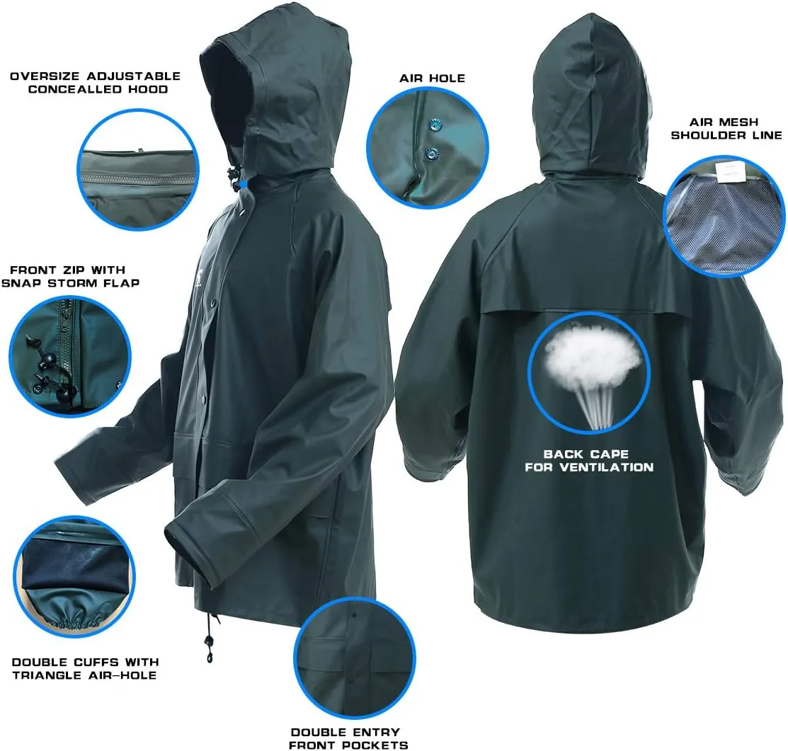Rain Suits for Men Waterproof Rain Jacket Coat Pants Heavy Duty Women Fishing Rain Gear Workwear