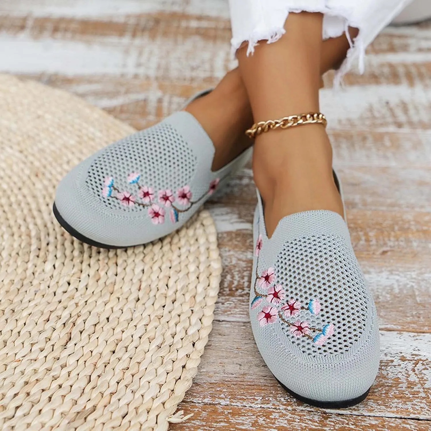 Retro Loafers Shoes for Women Casual Round Toe Ballet Flats Walking Sneakers Driving Office Wide Dressy Shoe Footwear