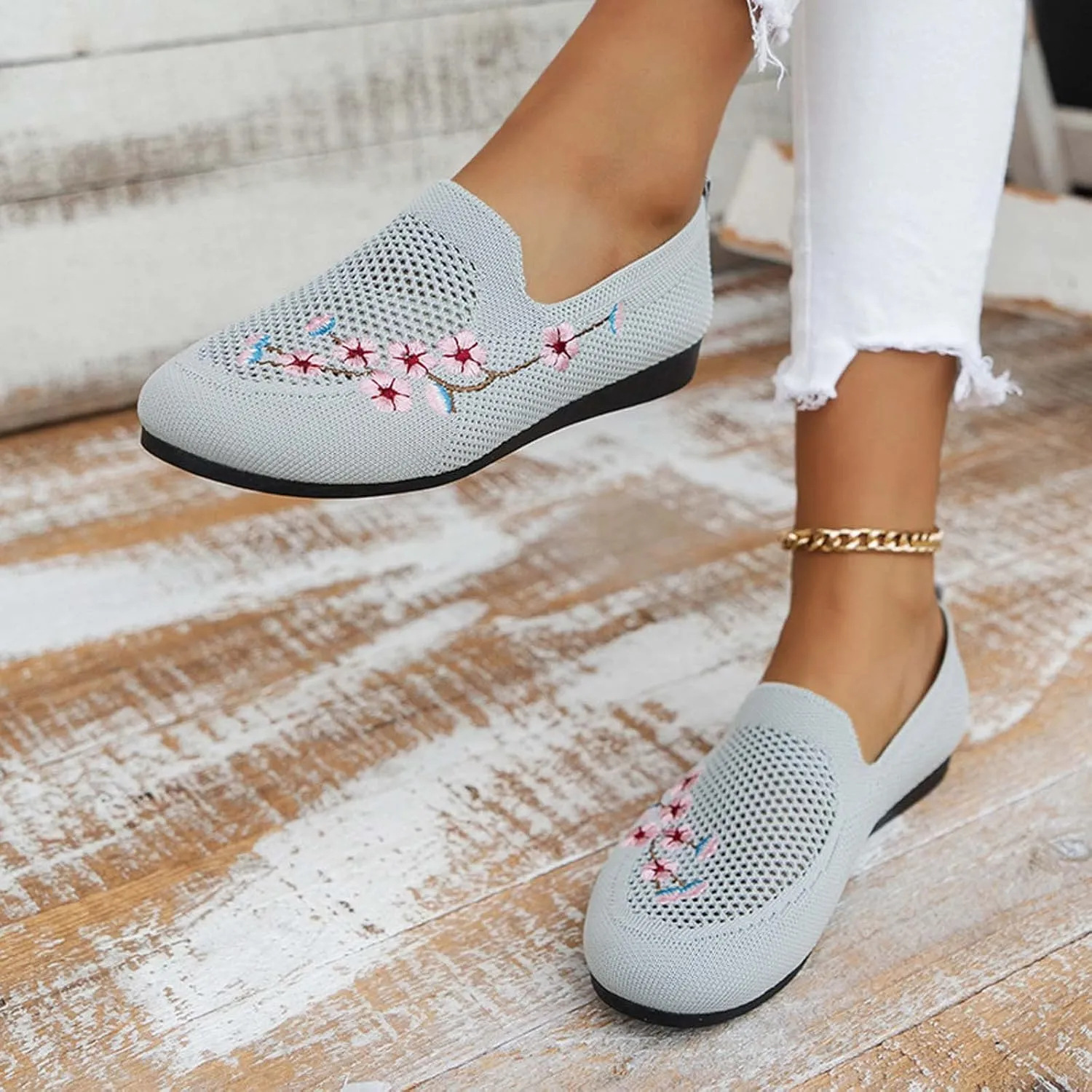 Retro Loafers Shoes for Women Casual Round Toe Ballet Flats Walking Sneakers Driving Office Wide Dressy Shoe Footwear