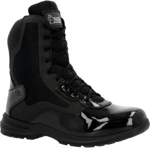 ROCKY Cadet 8" Black Side Zip Public Service Boot, Black, Size 9.5(M)