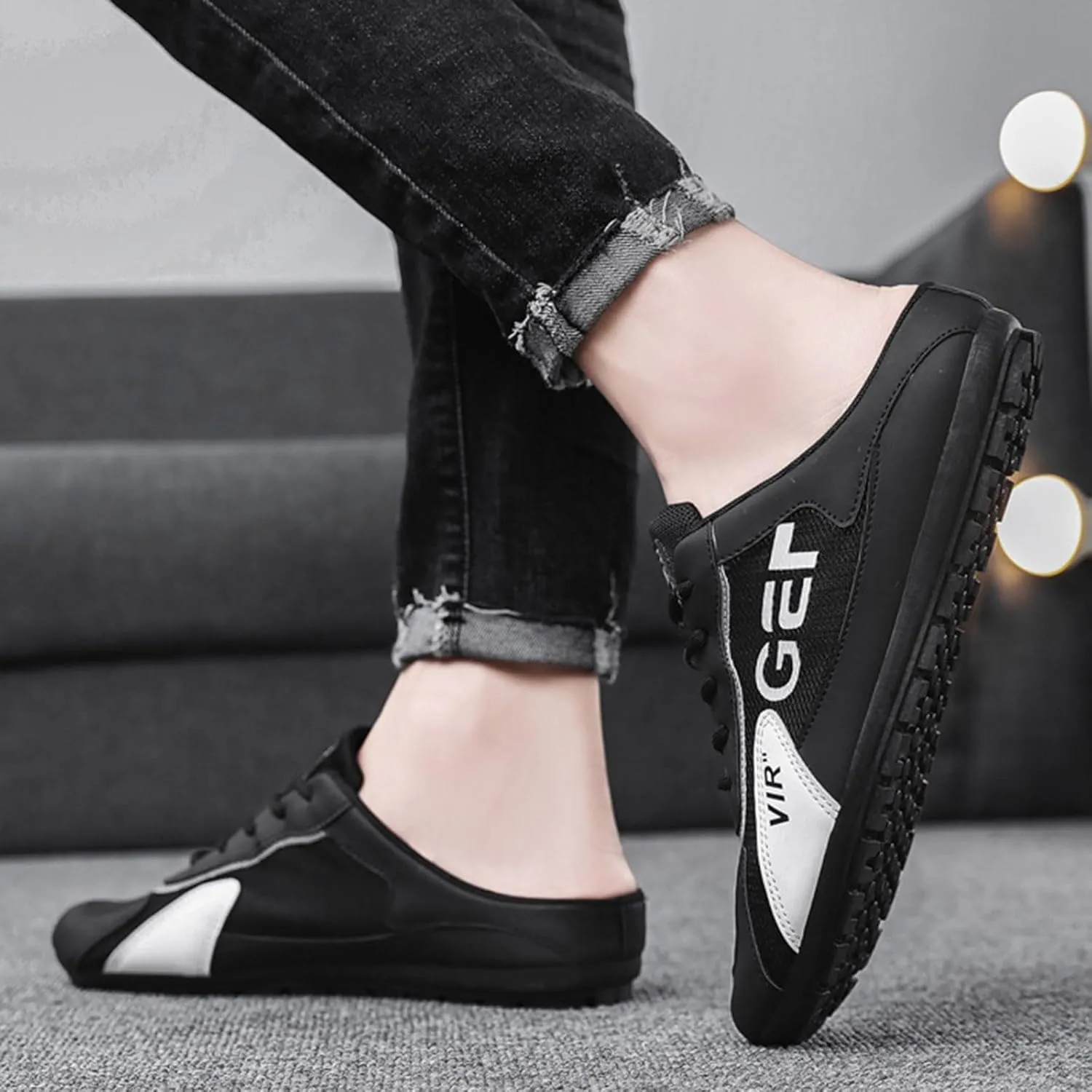 Running Shoes for Men Sports Fashion Simple Running Traveling Breathable Slip On Loafers