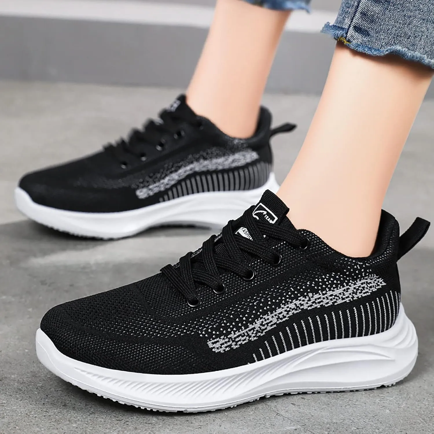 Running Shoes for Women Wide Fit Black Walking Shoes Women Arch Support White Canvas Shoes Women Wide Womens Tennis Shoes 7.5 Lace Up Women's Casual Everyday Shoes Comfortable