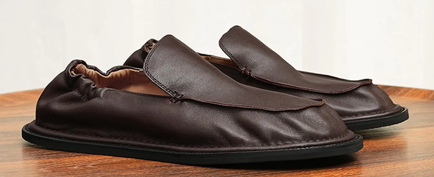 Santimon Men’s Soft Leather Slip-On Loafers – Elastic Back Ultra-Flexible Dress Shoes, Lightweight Business Casual Moc Shoes for Travel, Work & Daily Comfort