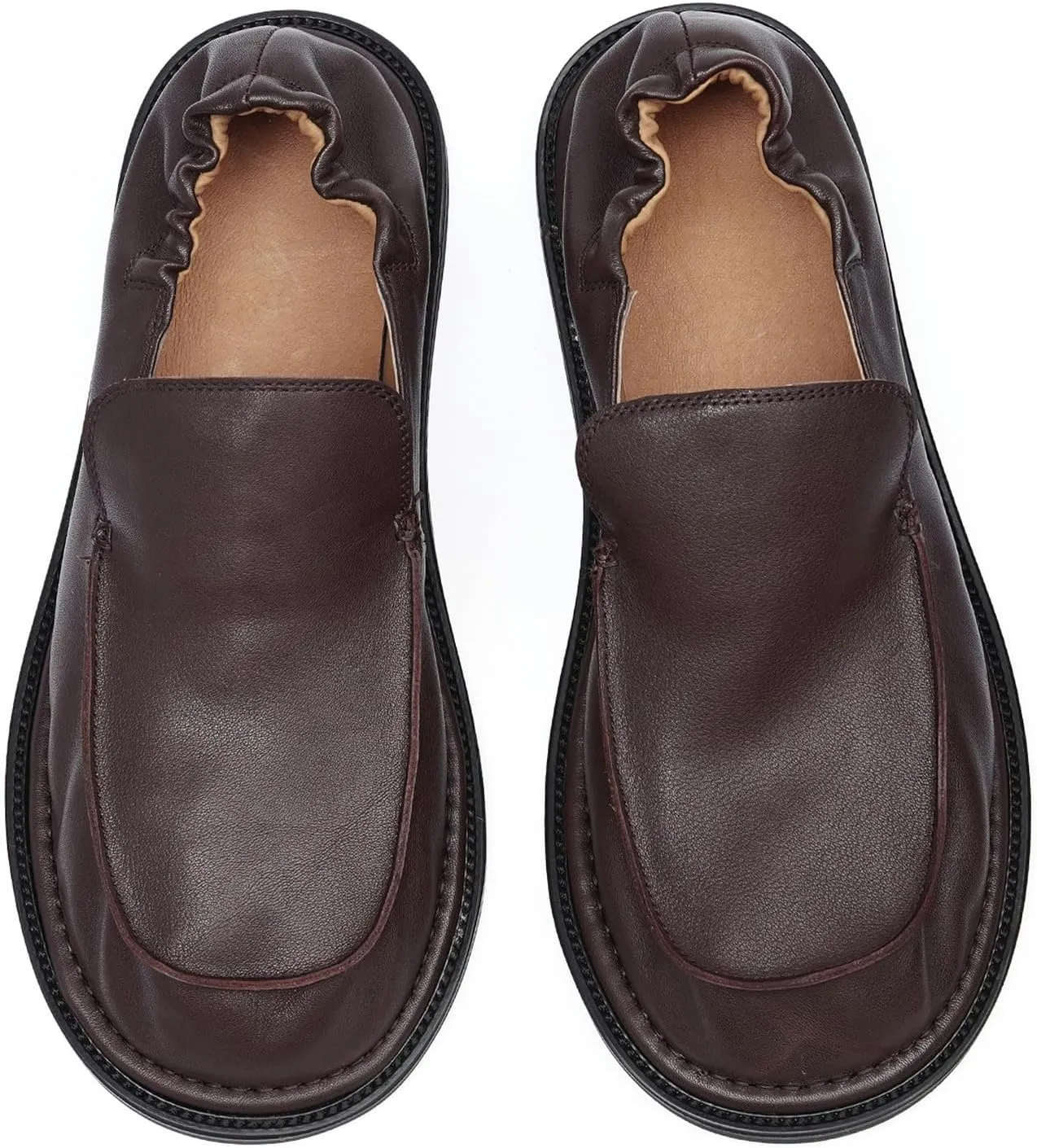 Santimon Men’s Soft Leather Slip-On Loafers – Elastic Back Ultra-Flexible Dress Shoes, Lightweight Business Casual Moc Shoes for Travel, Work & Daily Comfort