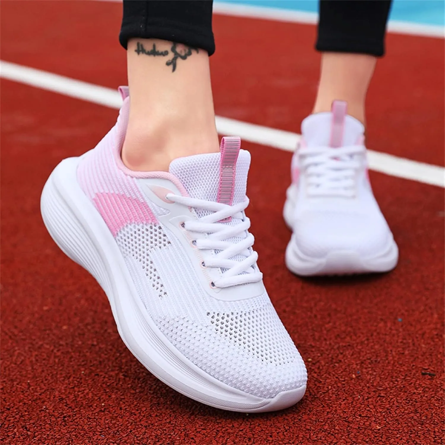 SBGMoSJ Running Shoes for Women Slip On Nurse Shoes for Women Gym Shoes for Women Workout Wide Feet Extra Wide White Sneakers for Women Leather Walking Shoes Plantar Fasciitis for Women