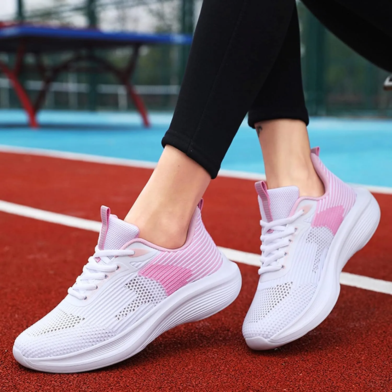 SBGMoSJ Running Shoes for Women Slip On Nurse Shoes for Women Gym Shoes for Women Workout Wide Feet Extra Wide White Sneakers for Women Leather Walking Shoes Plantar Fasciitis for Women