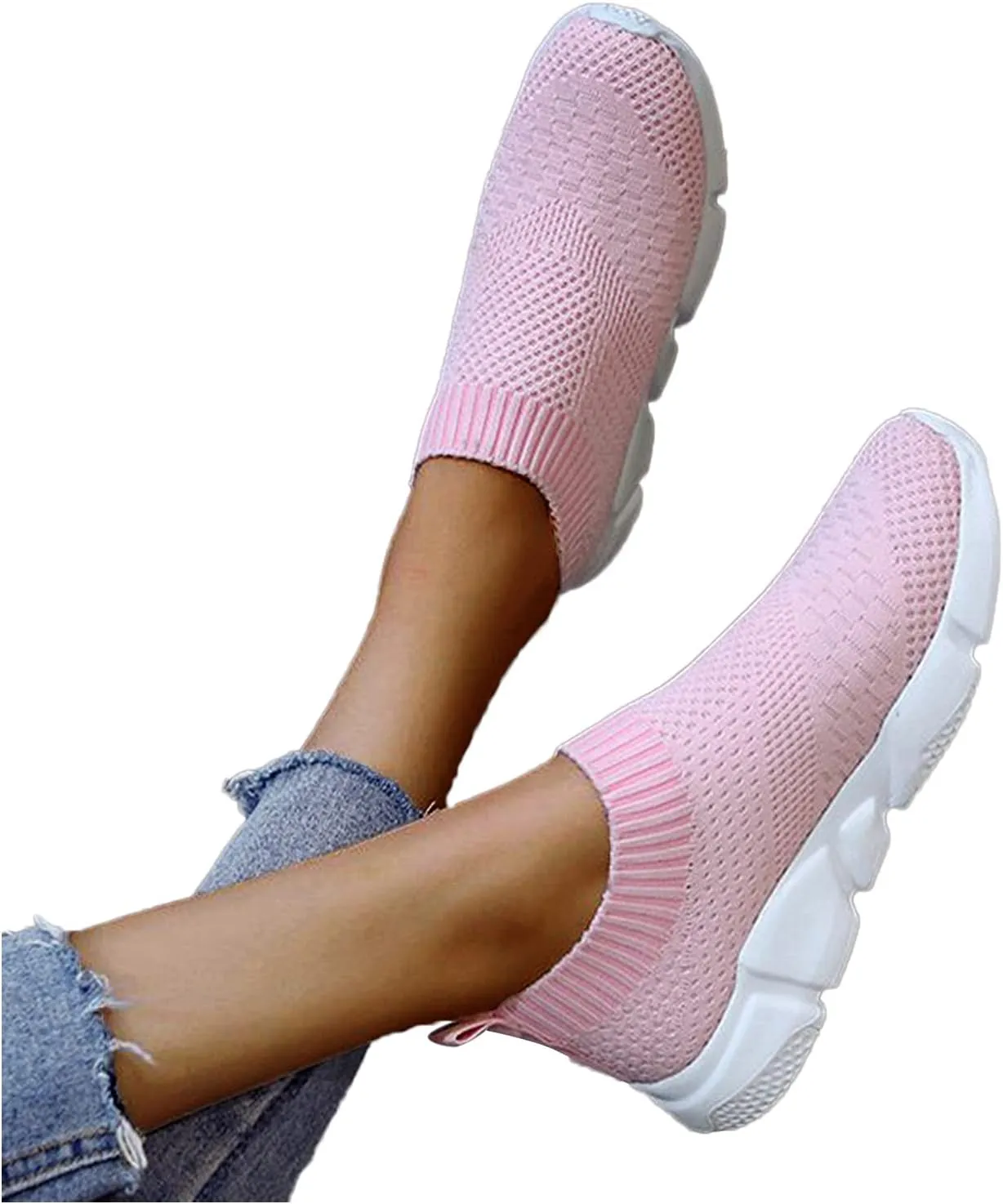 SBGMoSJ Women's Sneakers Size 9 Slip On Non Slip Nurse Shoes for Women Womens Slip On Shoes Wide White High Top Sneakers for Women Slip On Sneakers Woman