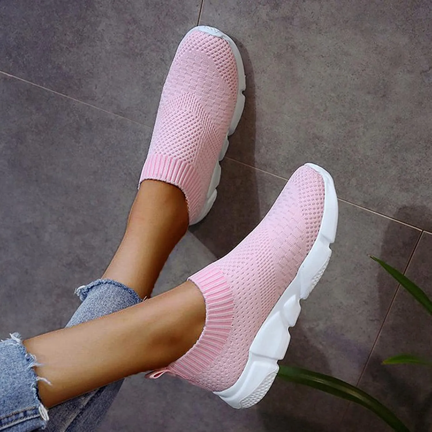 SBGMoSJ Women's Sneakers Size 9 Slip On Non Slip Nurse Shoes for Women Womens Slip On Shoes Wide White High Top Sneakers for Women Slip On Sneakers Woman